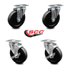 Service Caster 5 Inch Soft Rubber Wheel Swivel Top Plate Caster Set with 2 Brakes SCC SCC-20S514-SRS-TP2-2-TLB-2